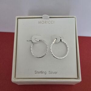 Sterling Silver Textured Hoop Earrings
